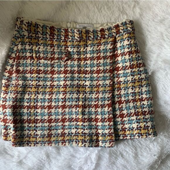 ANTHROPOLOGIE CREAM TWEED MINI SKIRT - Picture 4 of 11
